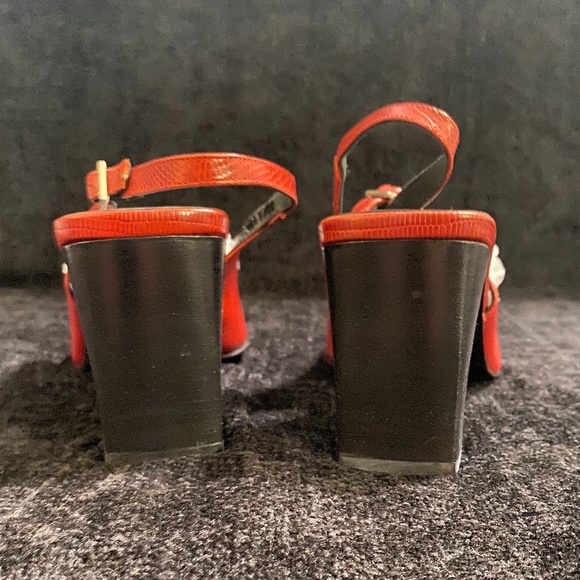 Croc Embossed Red Coach Heels - Picture 6 of 6